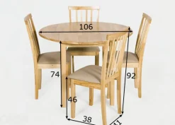 Taittopöytä Monaco + 4 tuolia Milano, vaalea tammi