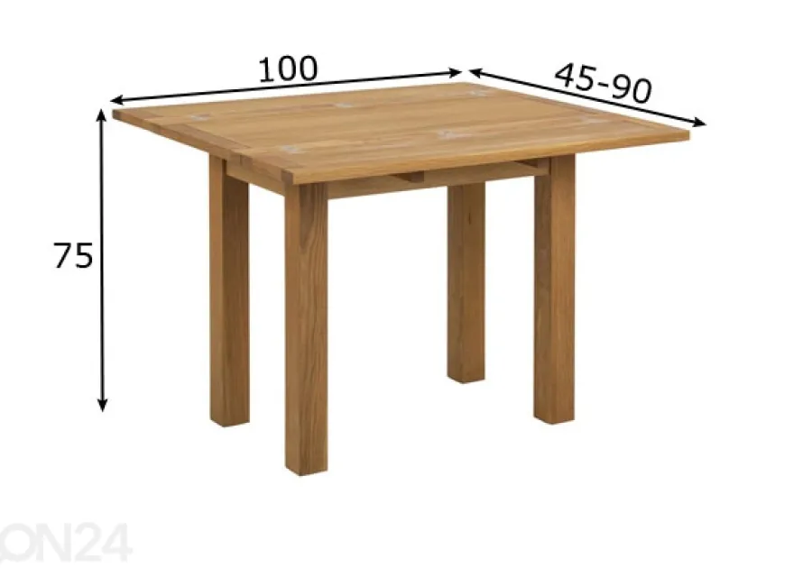 Taittopöytä Tenny 45-90x100 cm