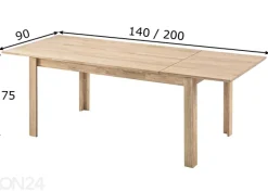 Tammi jatkettava ruokapöytä Liina 140-200x90 cm, valkoinen öljy