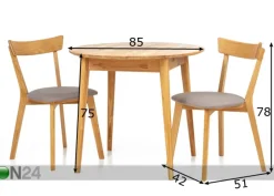 Tammi ruokapöytä Scan Ø85 cm+ 2 tuolia Viola harmaa