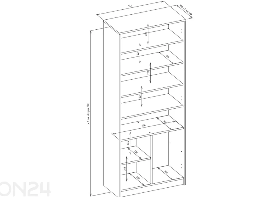 Toimistokaappi 74 cm