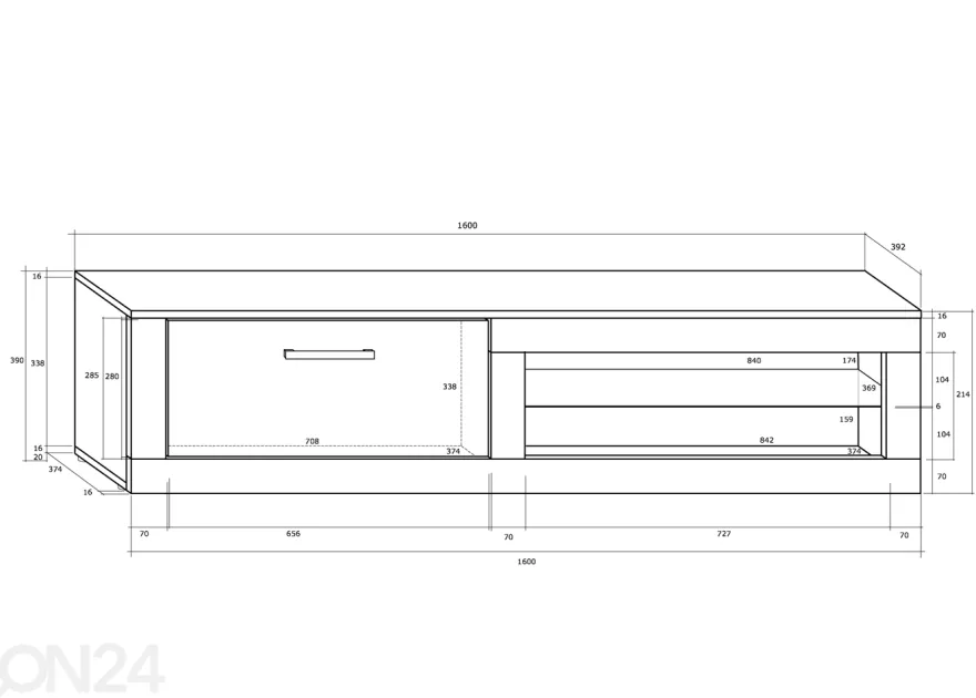 TV-taso Bally 160 cm