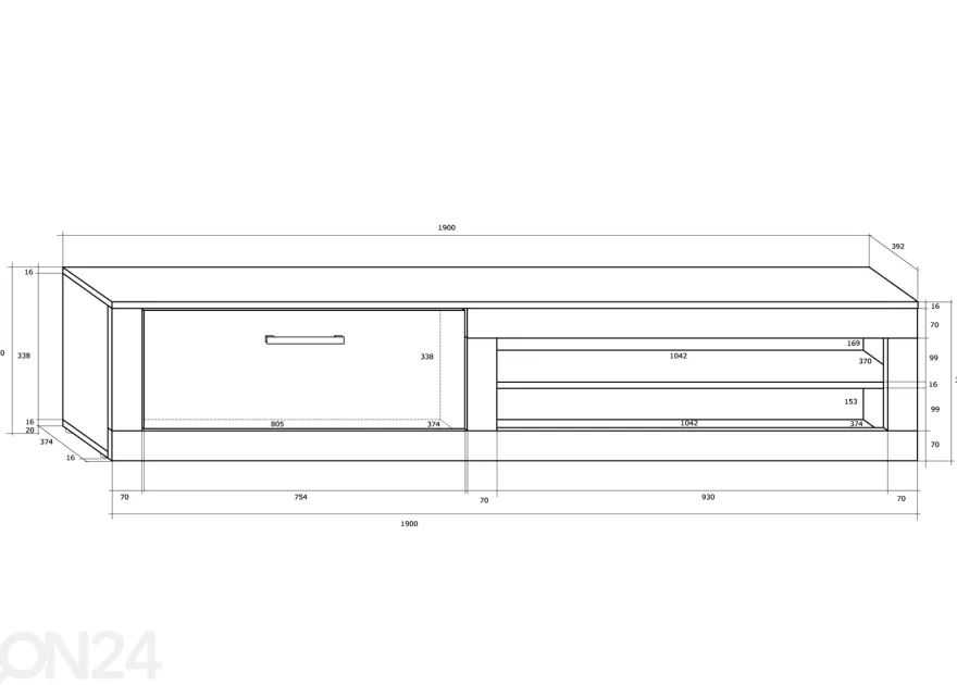 TV-taso Bally 190 cm