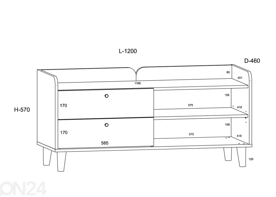 TV-taso Glandore 120 cm