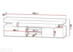 TV-taso Glossa 190 cm + LED