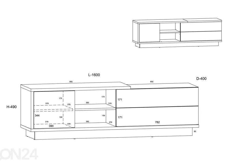 TV-taso Goleen 160 cm