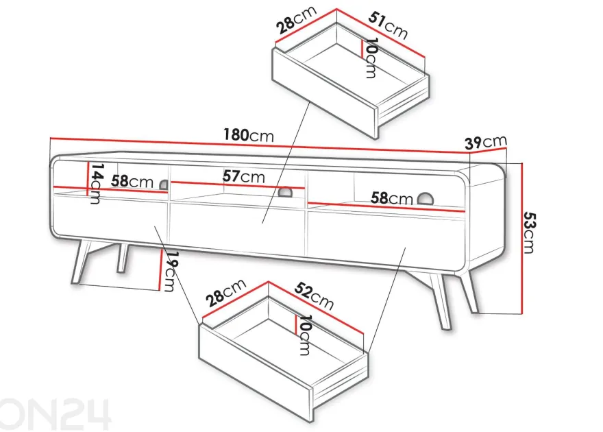 TV-taso Helion 180 cm