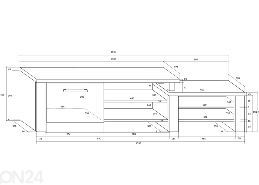 TV-taso Macroom 160 cm