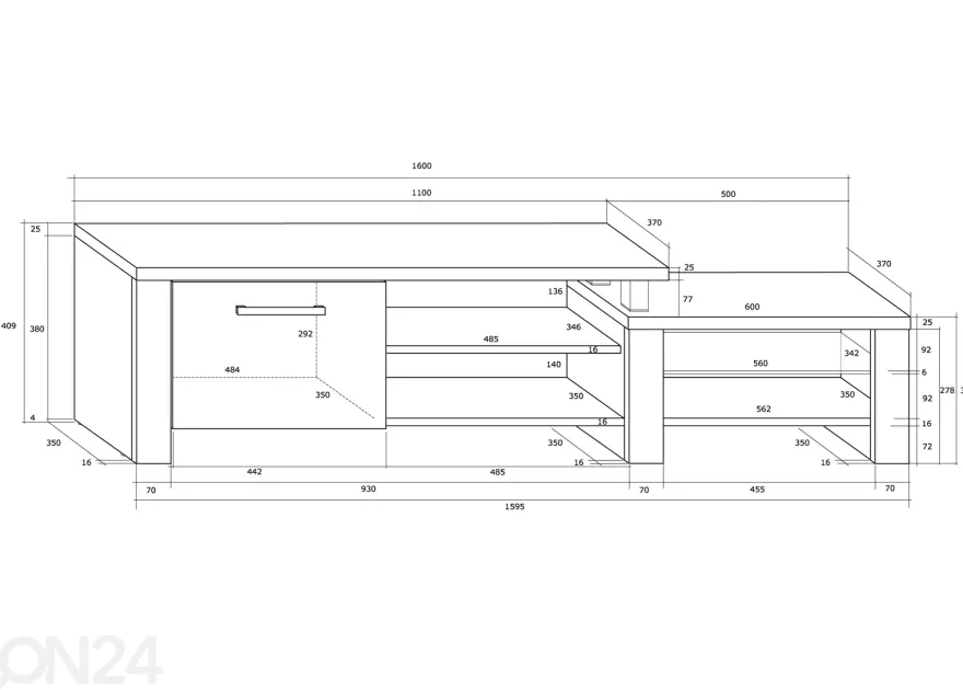 TV-taso Macroom 160 cm