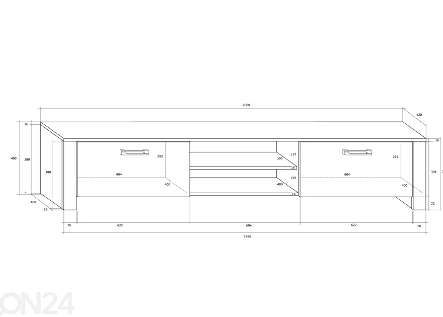 TV-taso Midleton 200 cm