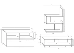 TV-taso + seinähylly 185 cm