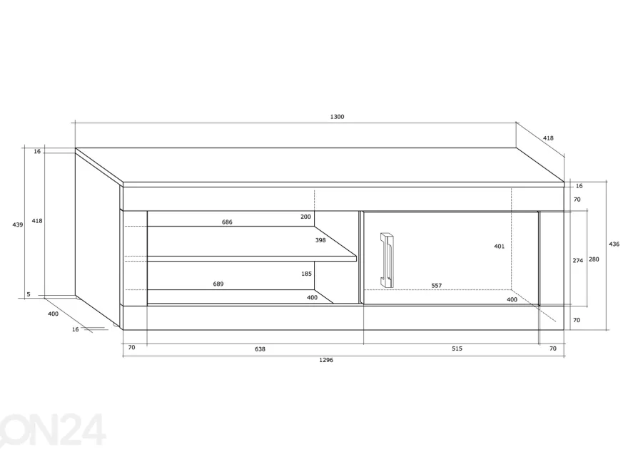 TV-taso Skibbereen 130 cm