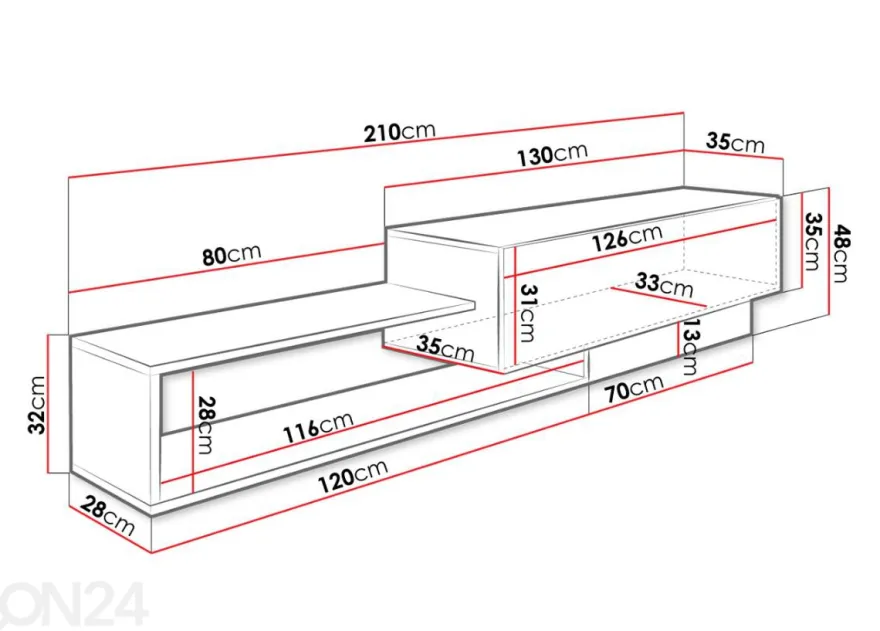 TV-taso Sonata 210 cm