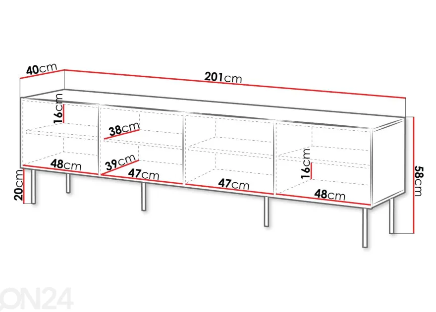 TV-taso Terry 200 cm