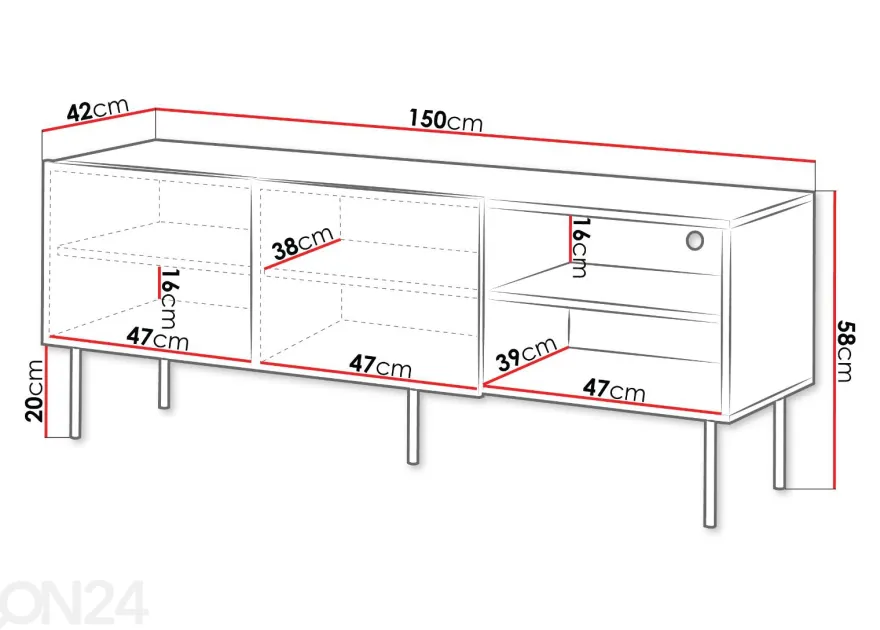 TV-taso Terry 150 cm