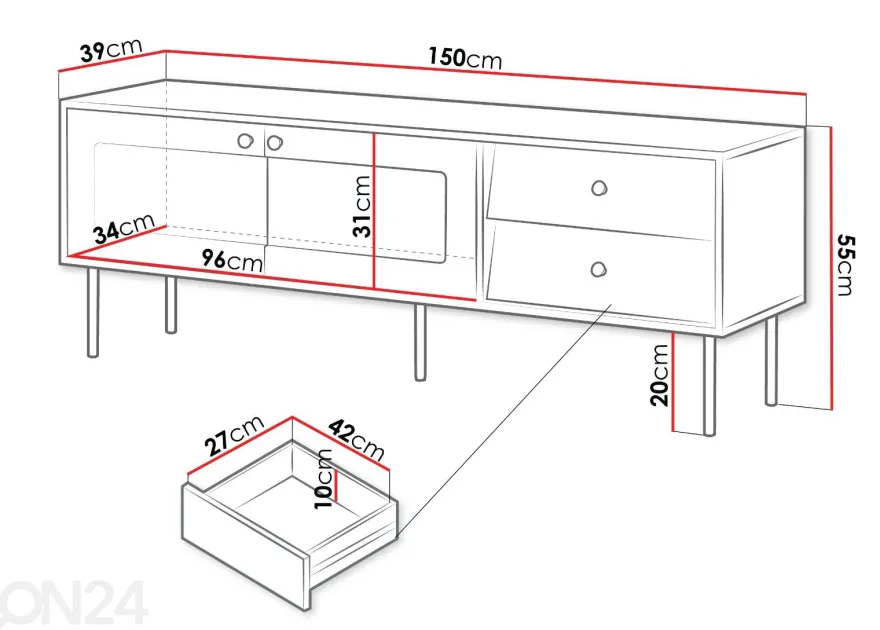 TV-taso Valerio 150 cm