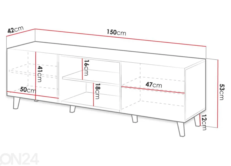 TV-taso Vamos Grey 150 cm