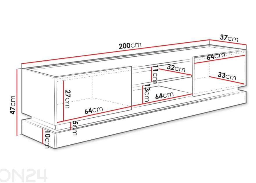 TV-taso Zarp 200 cm