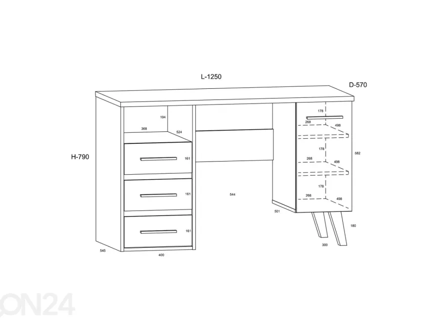 Työpöytä Clon 125 cm