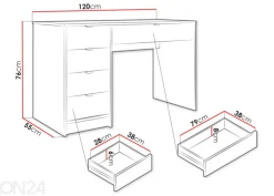 Työpöytä / meikkipöytä Tireno 120 cm