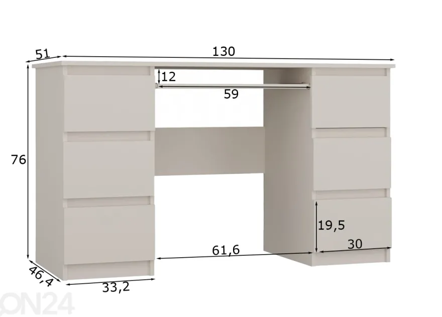 Työpöytä Tiago 130 cm