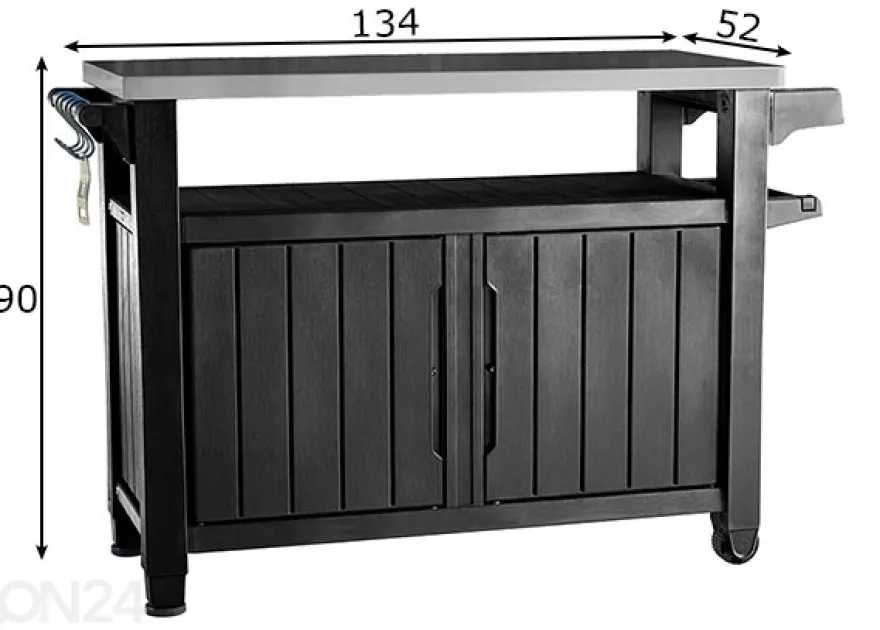 Ulkokeittiö Keter Unity XL 52x134 cm, grafiitti