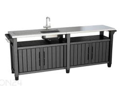 Ulkokeittiö pesualttaalla Keter Unity Chef 51x237 cm, grafiit