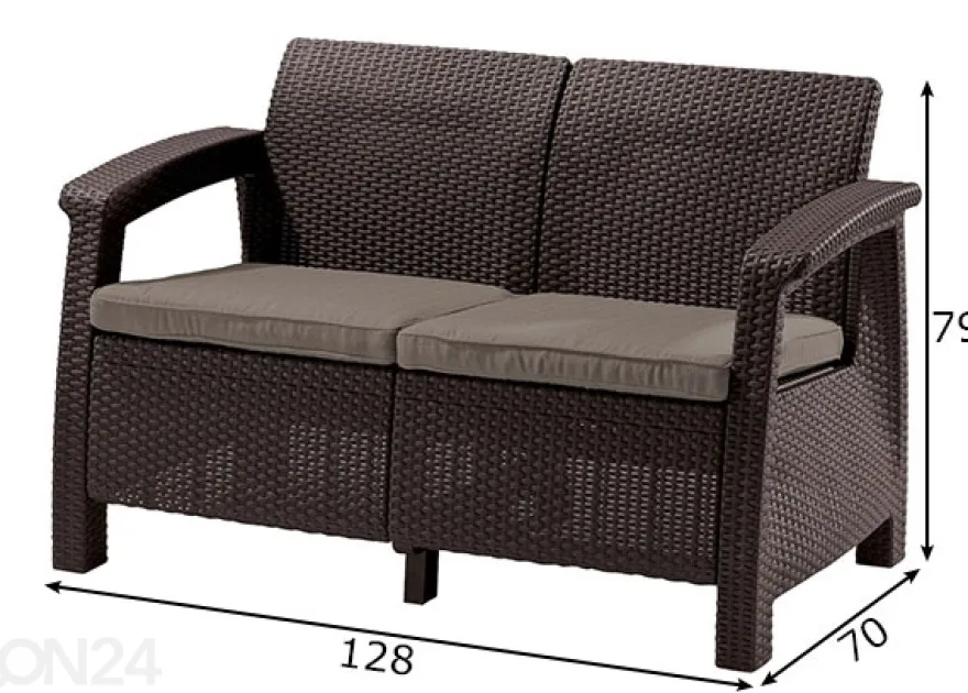 Ulkosohva Keter Corfu, Loveseat kahdelle, ruskea