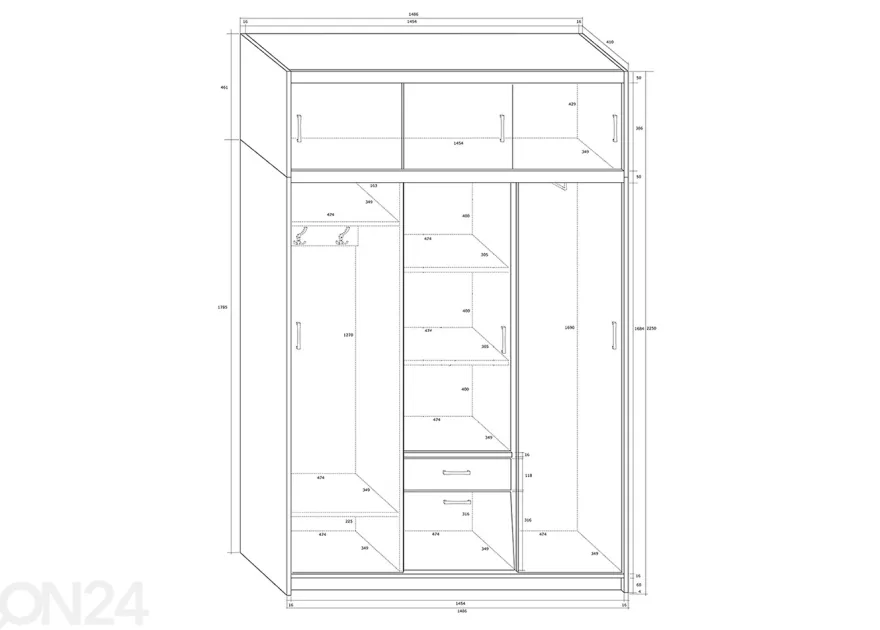 Vaatekaappi 149 cm