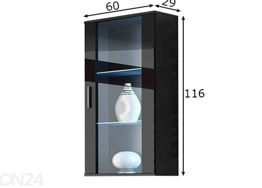Vaatekaappi 60 cm + LED valaistus