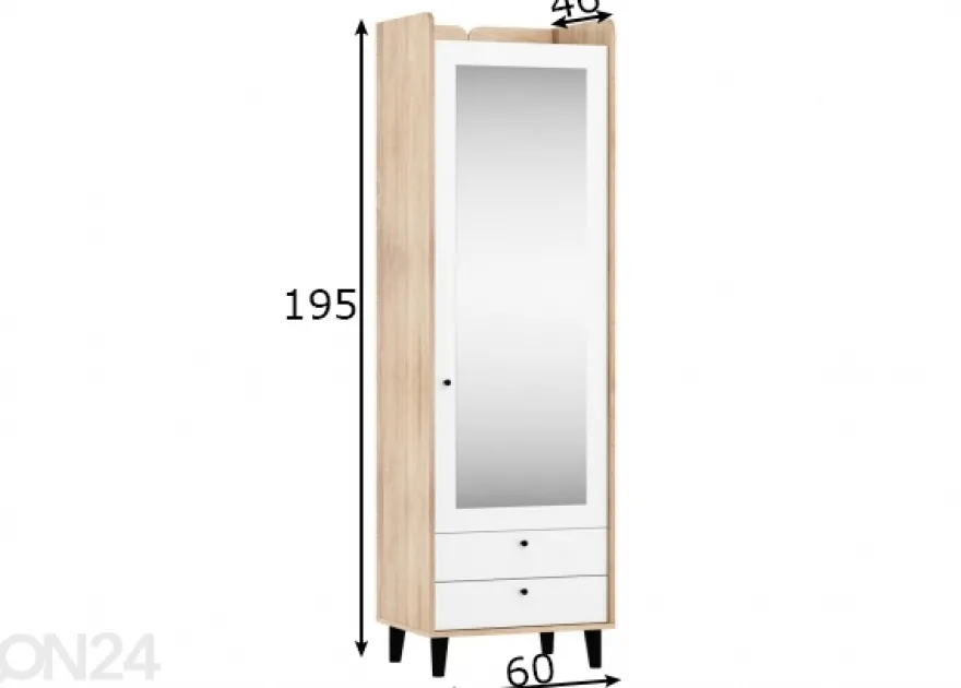 Vaatekaappi/eteiskaappi Glandore 60 cm