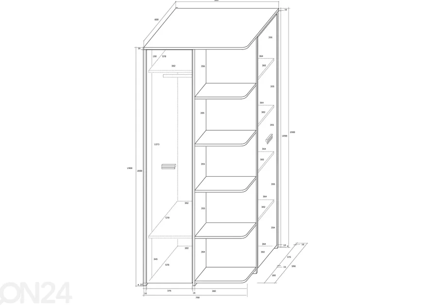Vaatekaappi Remo 80 cm