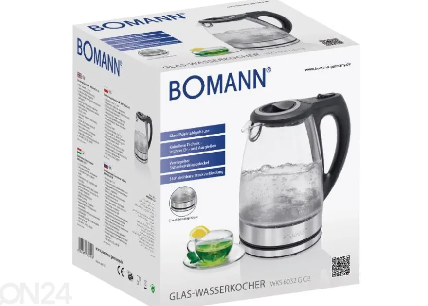 Vedenkeitin lasikannulla Bomann