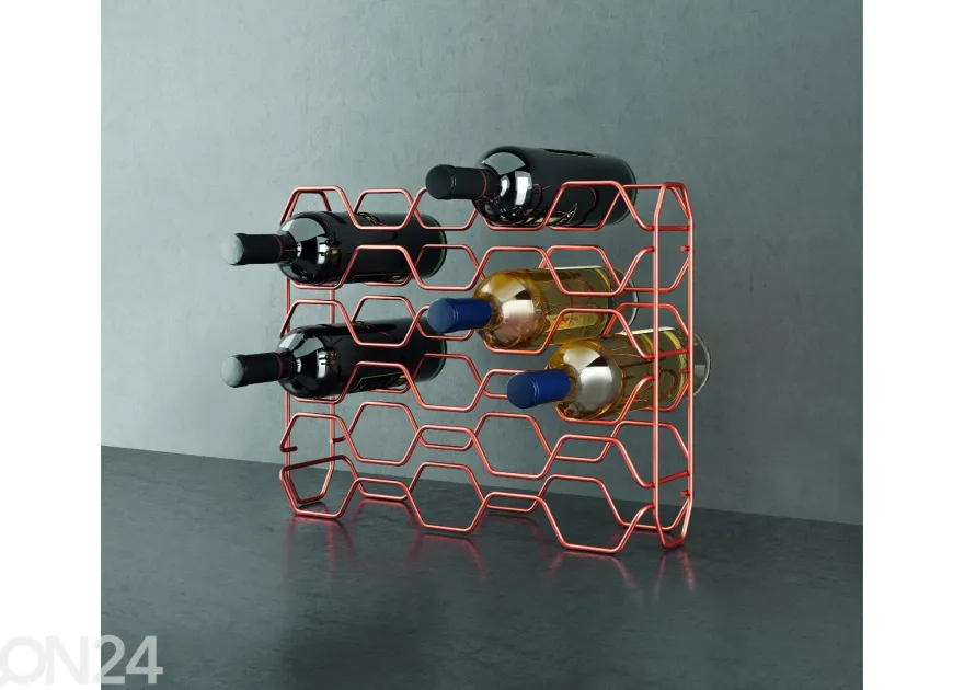 Viinipulloteline 15:lle pullolle Hexagon, 43x12x34 cm, pronssi