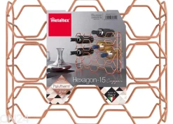 Viinipulloteline 15:lle pullolle Hexagon, 43x12x34 cm, pronssi