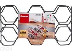 Viinipulloteline 10:lle viinipullolle Hexagon, 43x12x11 cm, musta