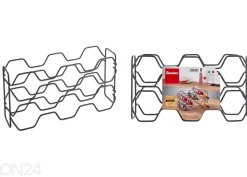 Viinipulloteline 10:lle viinipullolle Hexagon, 43x12x11 cm, musta