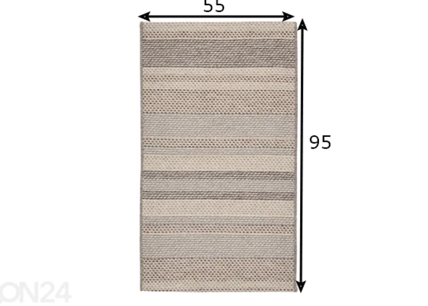 Villamatto 55x95 cm, beige/ raidallinen