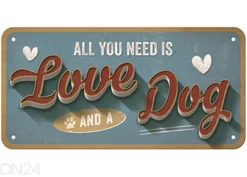 Vintage juliste All you need is Love and a Dog 15x20 cm