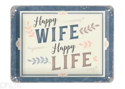 Vintage juliste Happy Wife Happy Life 15x20 cm