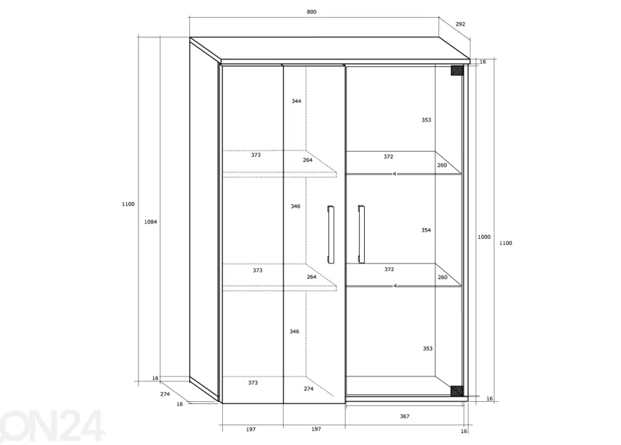 Vitriinikaappi Bantry 80 cm