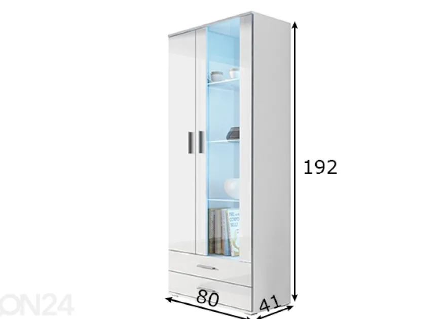 Vitriinikaappi 80 cm + LED valaistus