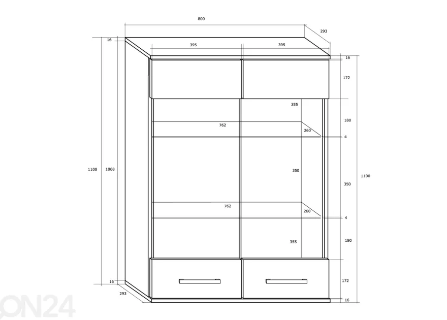Vitriinikaappi Kerry 80 cm