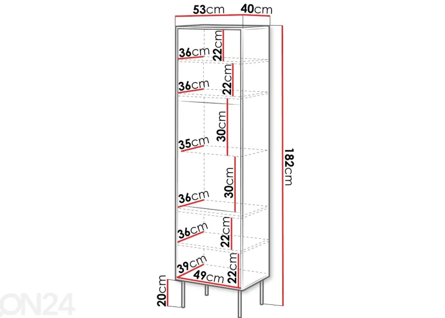 Vitriinikaappi Kim 53 cm