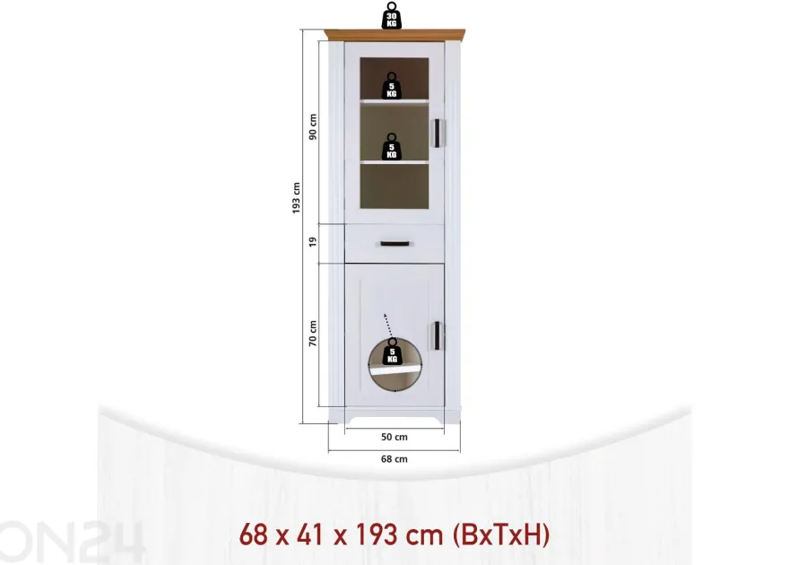 Vitriinikaappi Maluno 68x193 cm