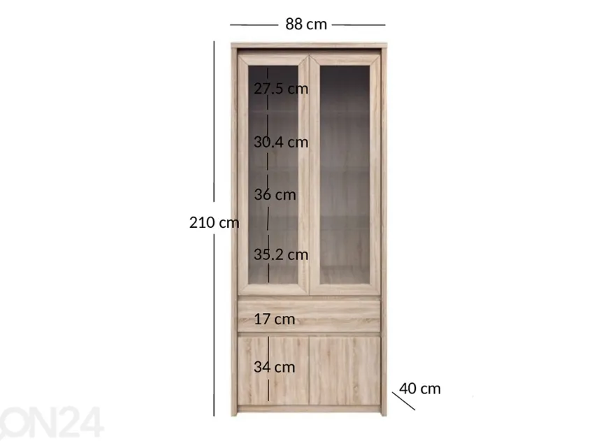 Vitriinikaappi Norton 88 cm