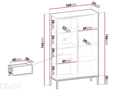 Vitriinikaappi Senato 104 cm + LED