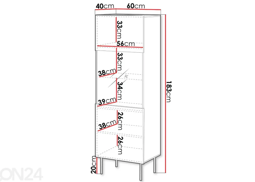 Vitriinikaappi Terry 60 cm