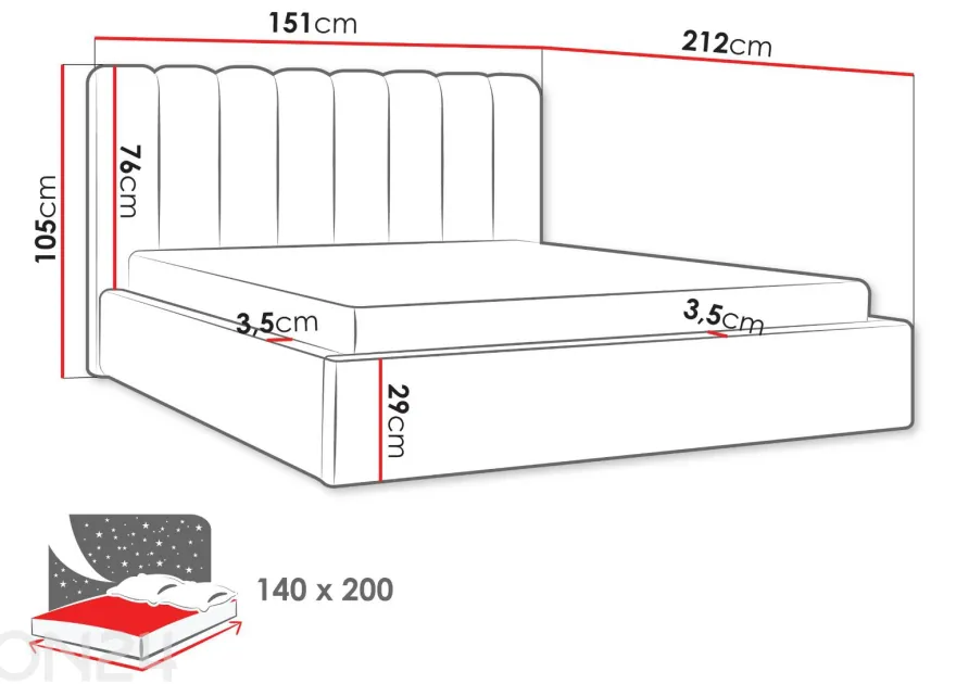 Voodiraam Nox 140x200 cm