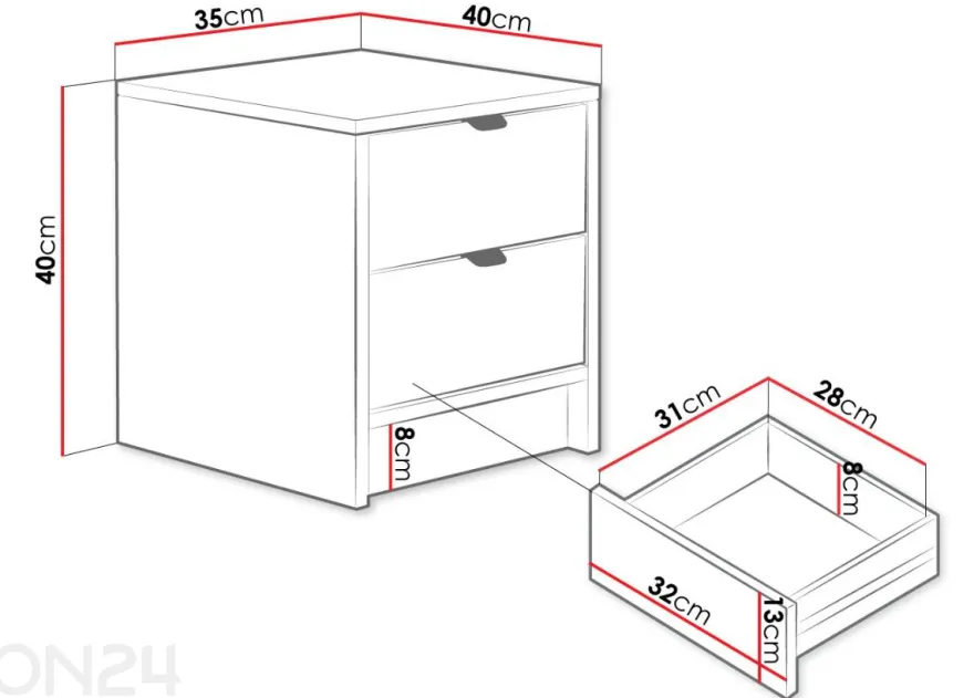 Yöpöytä Tireno 35 cm